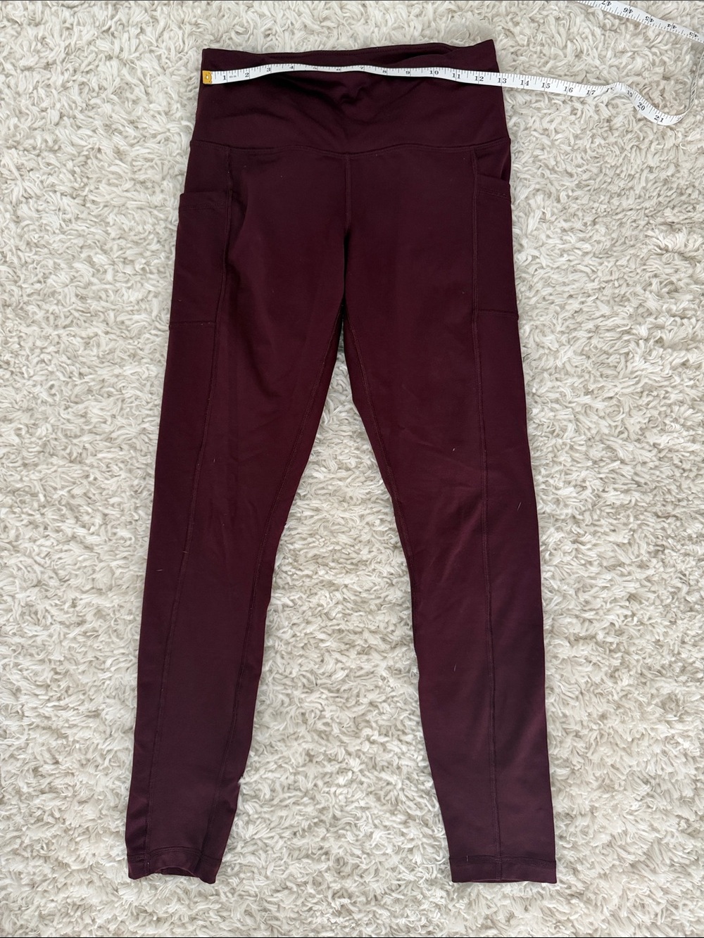 Women's High-Waist Burgundy Pocket Leggings